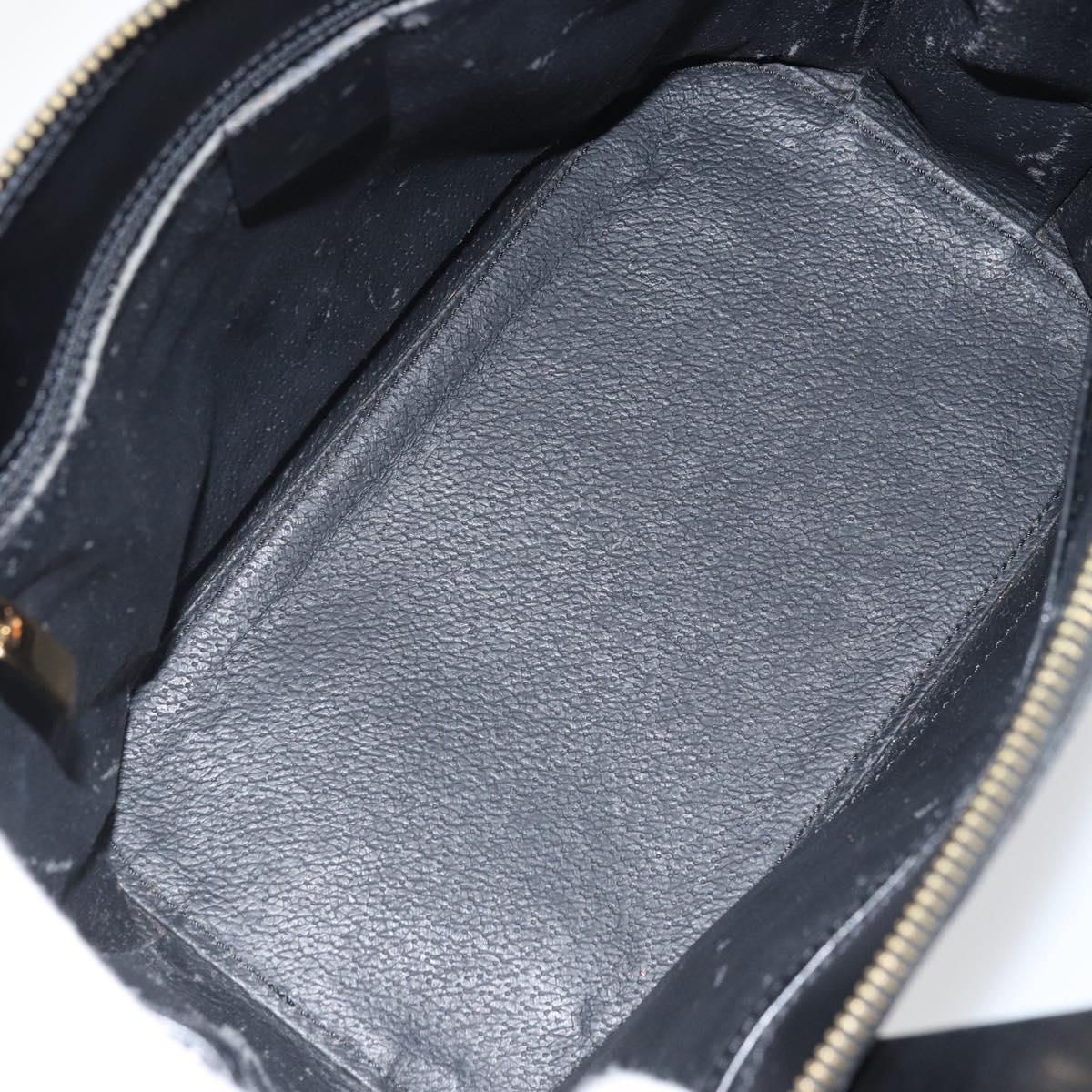 CELINE Macadam Canvas Hand Bag PVC Leather Black Gold Auth ep13232