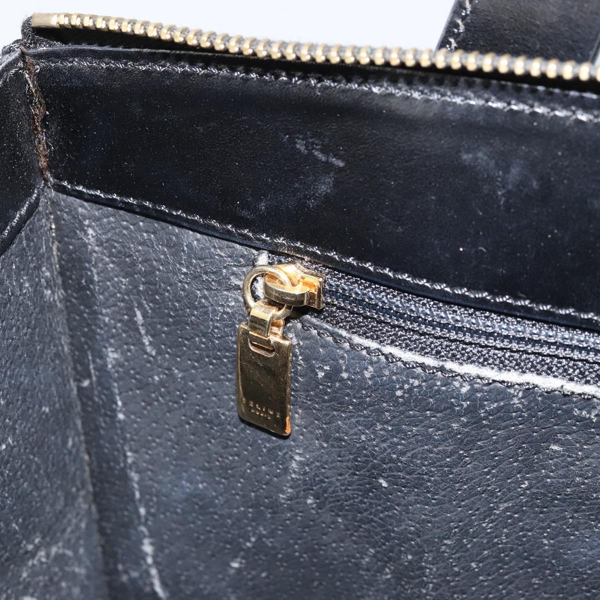 CELINE Macadam Canvas Hand Bag PVC Leather Black Gold Auth ep13232