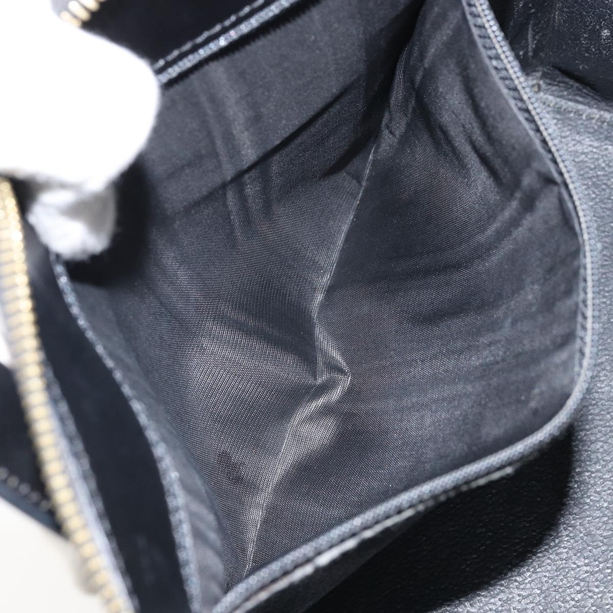 CELINE Macadam Canvas Hand Bag PVC Leather Black Gold Auth ep13232