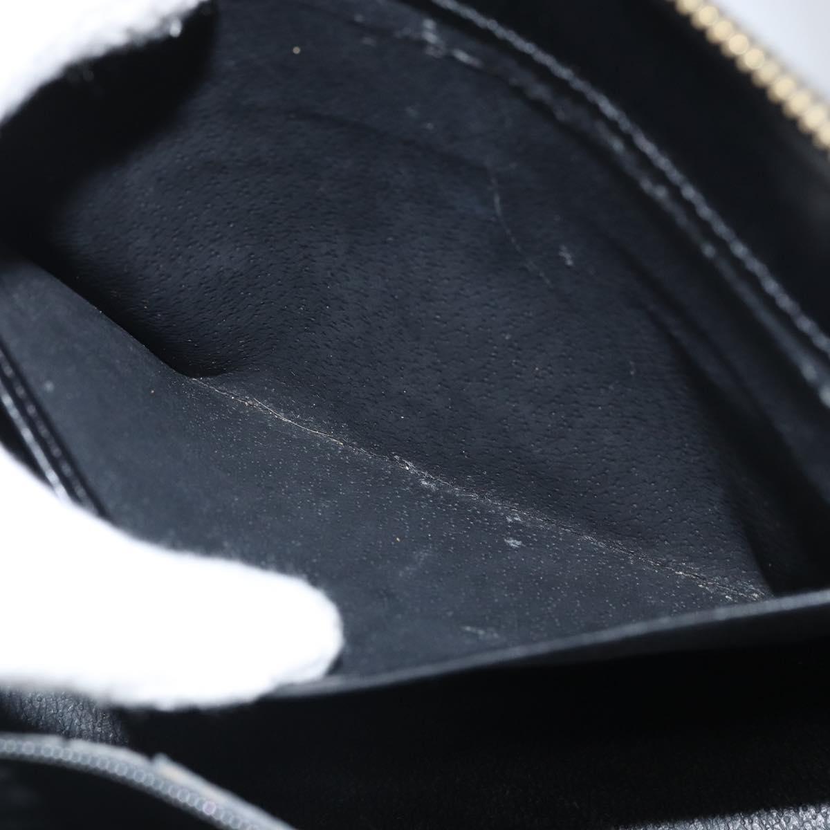 CELINE Macadam Canvas Hand Bag PVC Leather Black Gold Auth ep13232