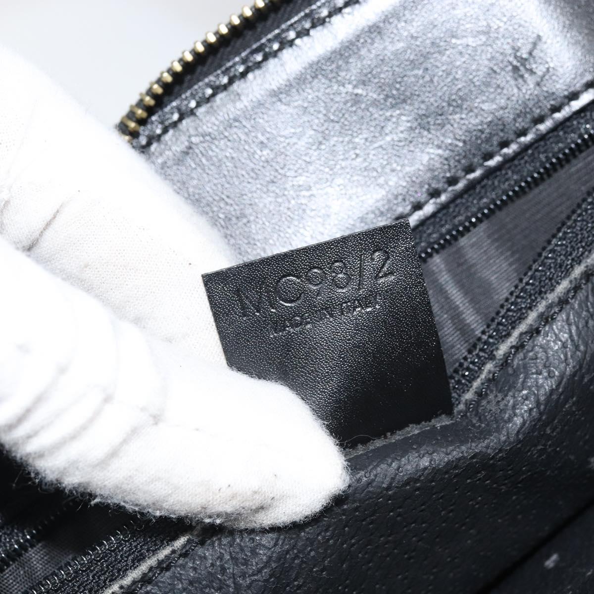 CELINE Macadam Canvas Hand Bag PVC Leather Black Gold Auth ep13232