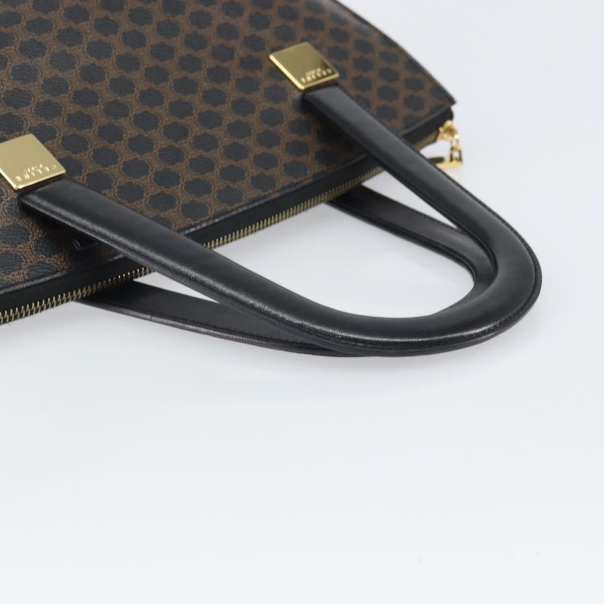 CELINE Macadam Canvas Hand Bag PVC Leather Black Gold Auth ep13232