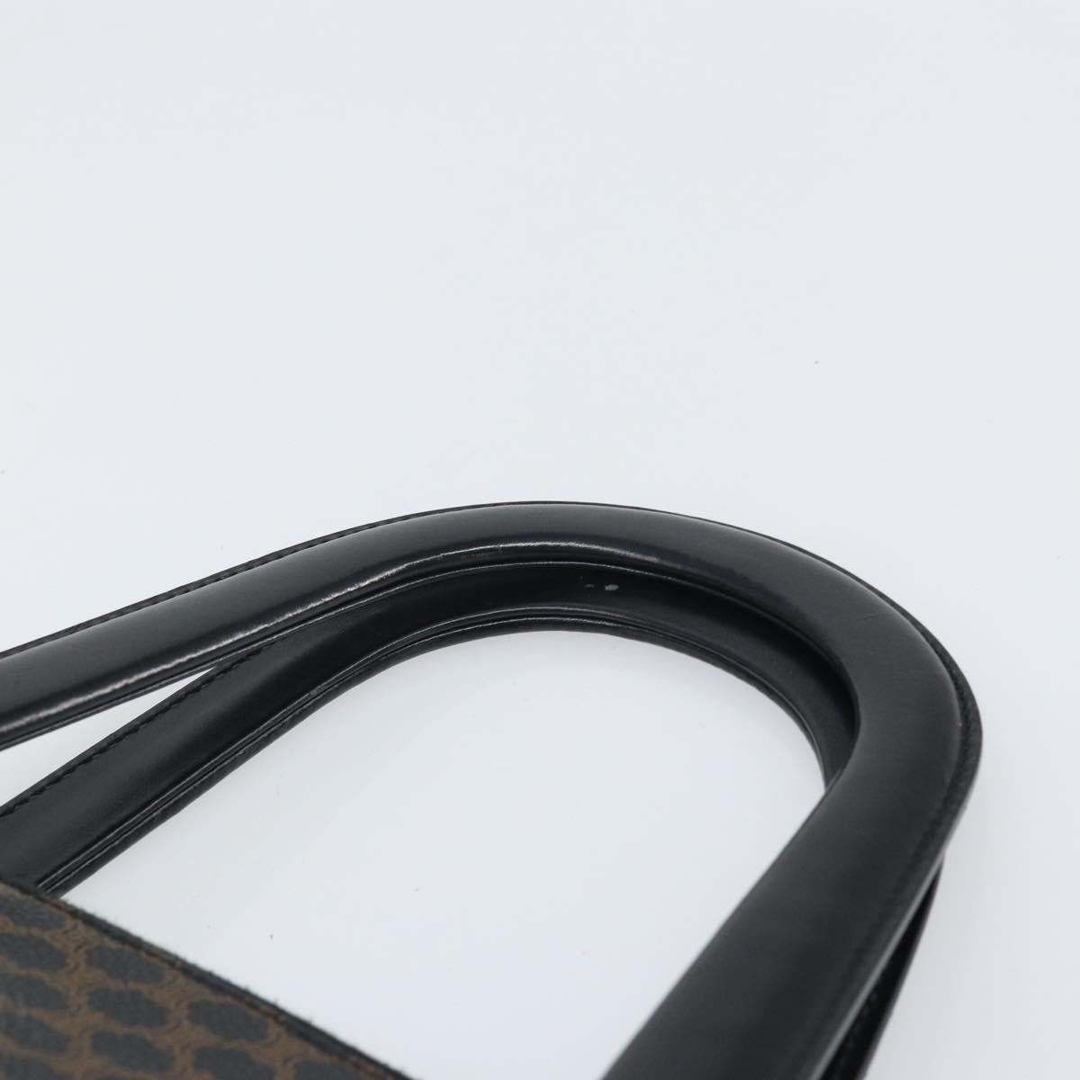 CELINE Macadam Canvas Hand Bag PVC Leather Black Gold Auth ep13232