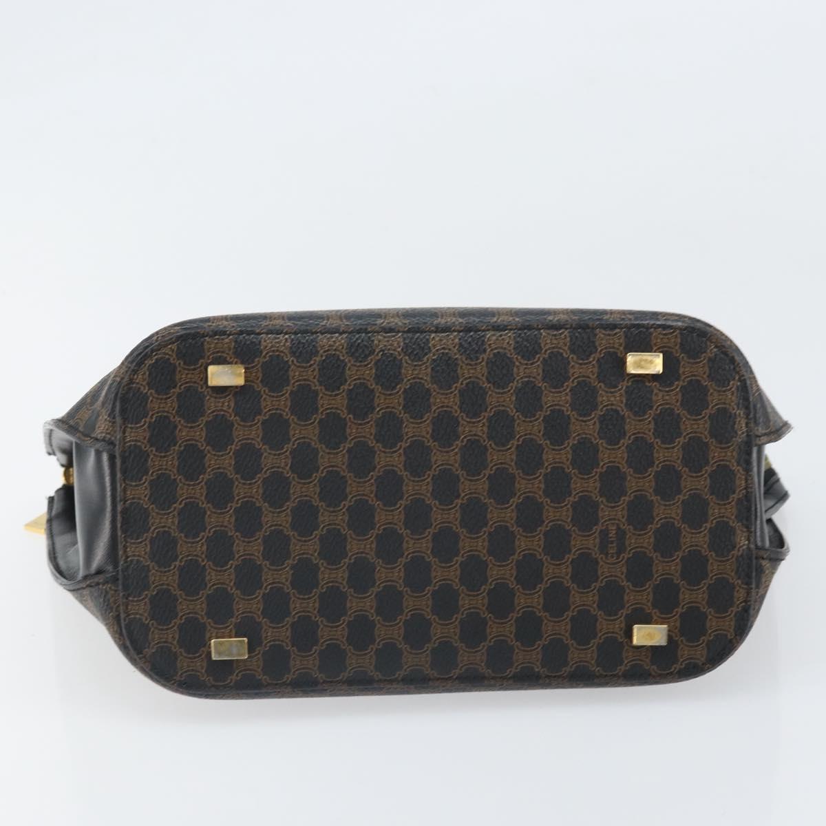 CELINE Macadam Canvas Hand Bag PVC Leather Black Gold Auth ep13232