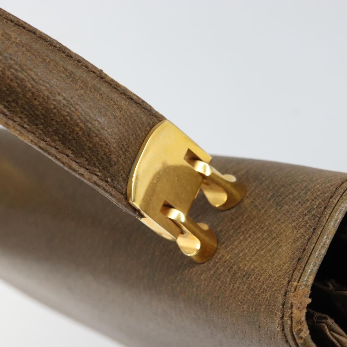 GUCCI Hand Bag Leather Brown Gold Auth ep13233