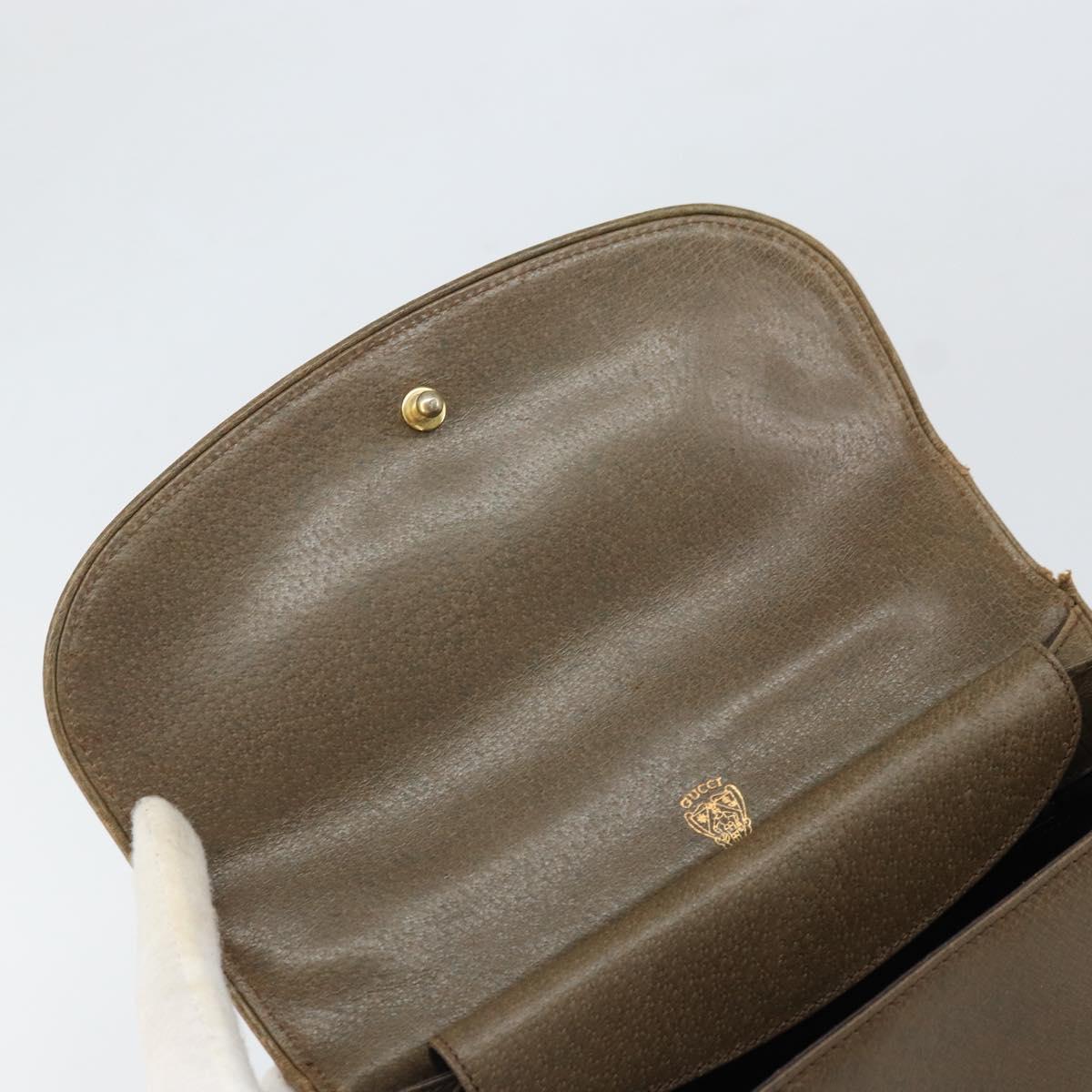 GUCCI Hand Bag Leather Brown Gold Auth ep13233
