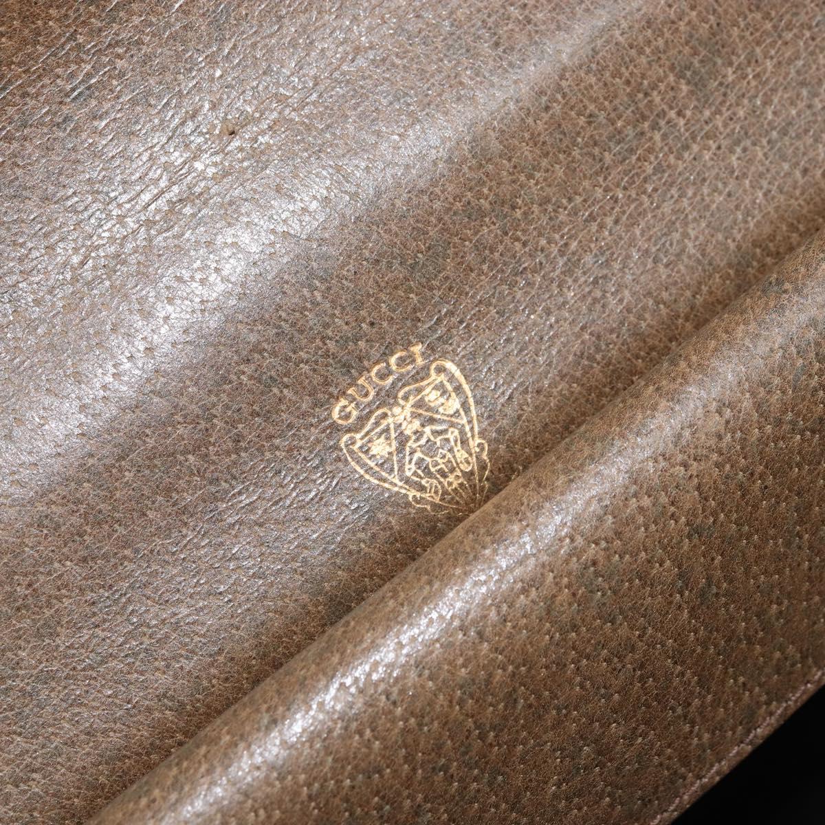 GUCCI Hand Bag Leather Brown Gold Auth ep13233