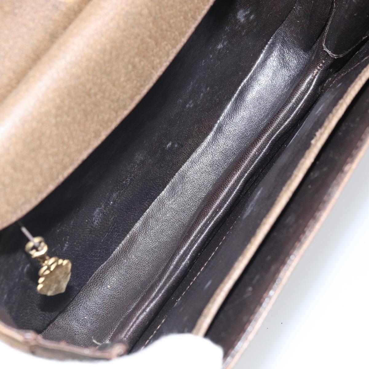 GUCCI Hand Bag Leather Brown Gold Auth ep13233