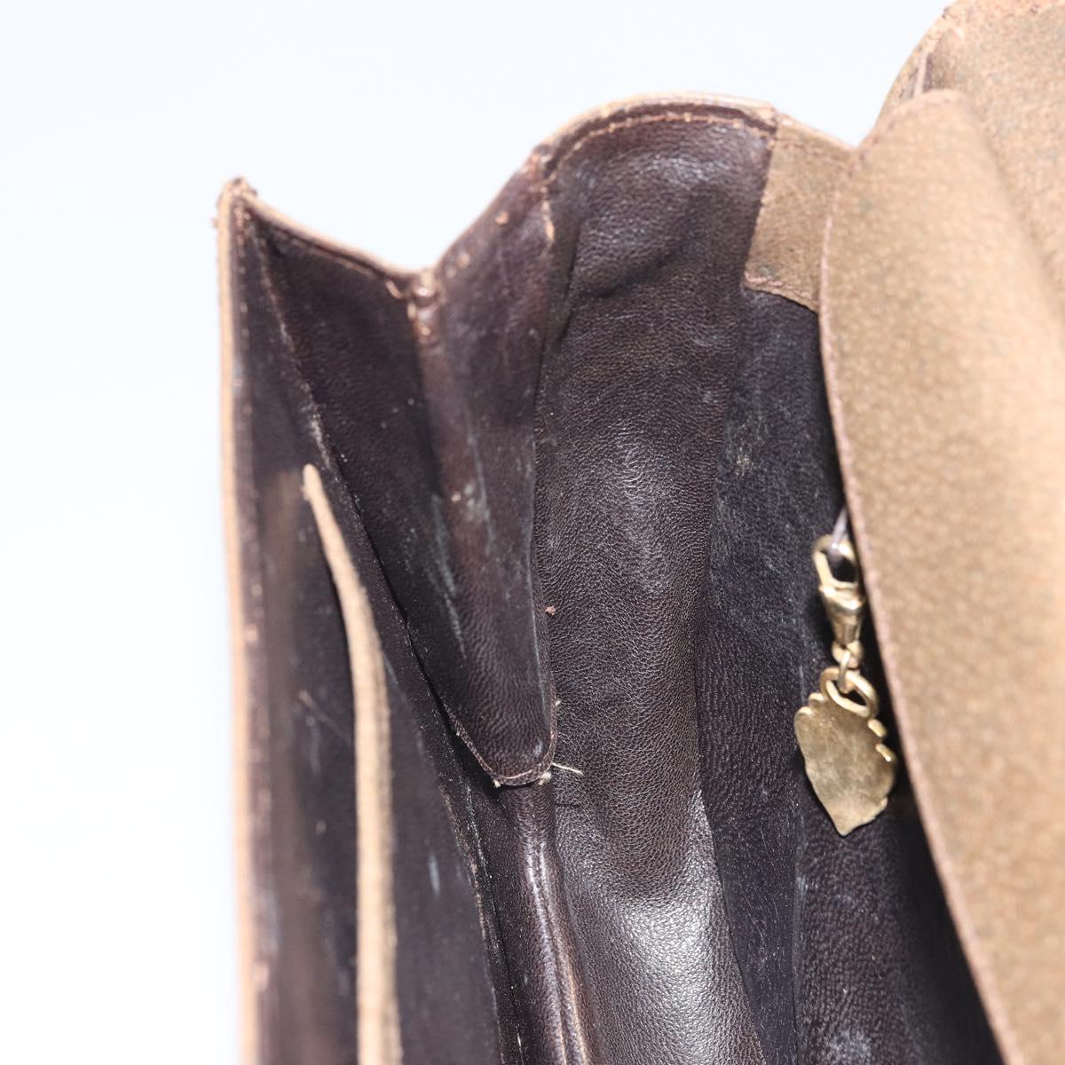 GUCCI Hand Bag Leather Brown Gold Auth ep13233