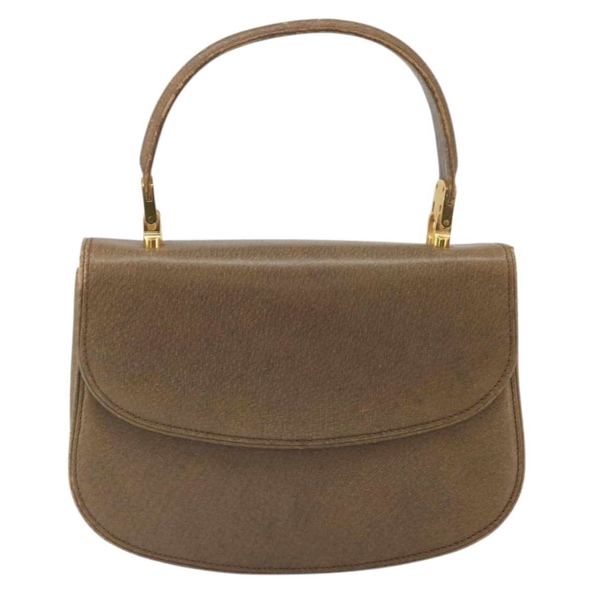 GUCCI Hand Bag Leather Brown Gold Auth ep13233