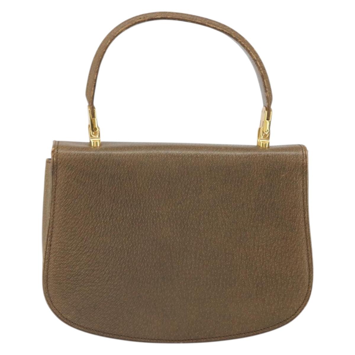 GUCCI Hand Bag Leather Brown Gold Auth ep13233