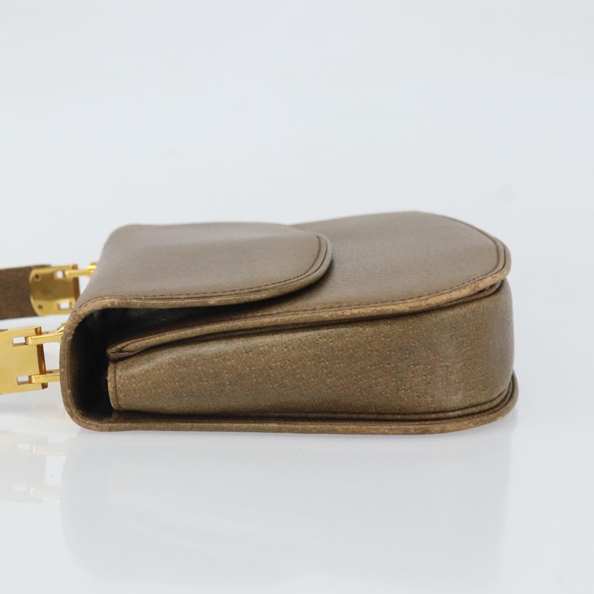 GUCCI Hand Bag Leather Brown Gold Auth ep13233