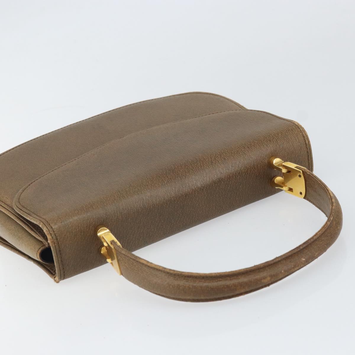 GUCCI Hand Bag Leather Brown Gold Auth ep13233