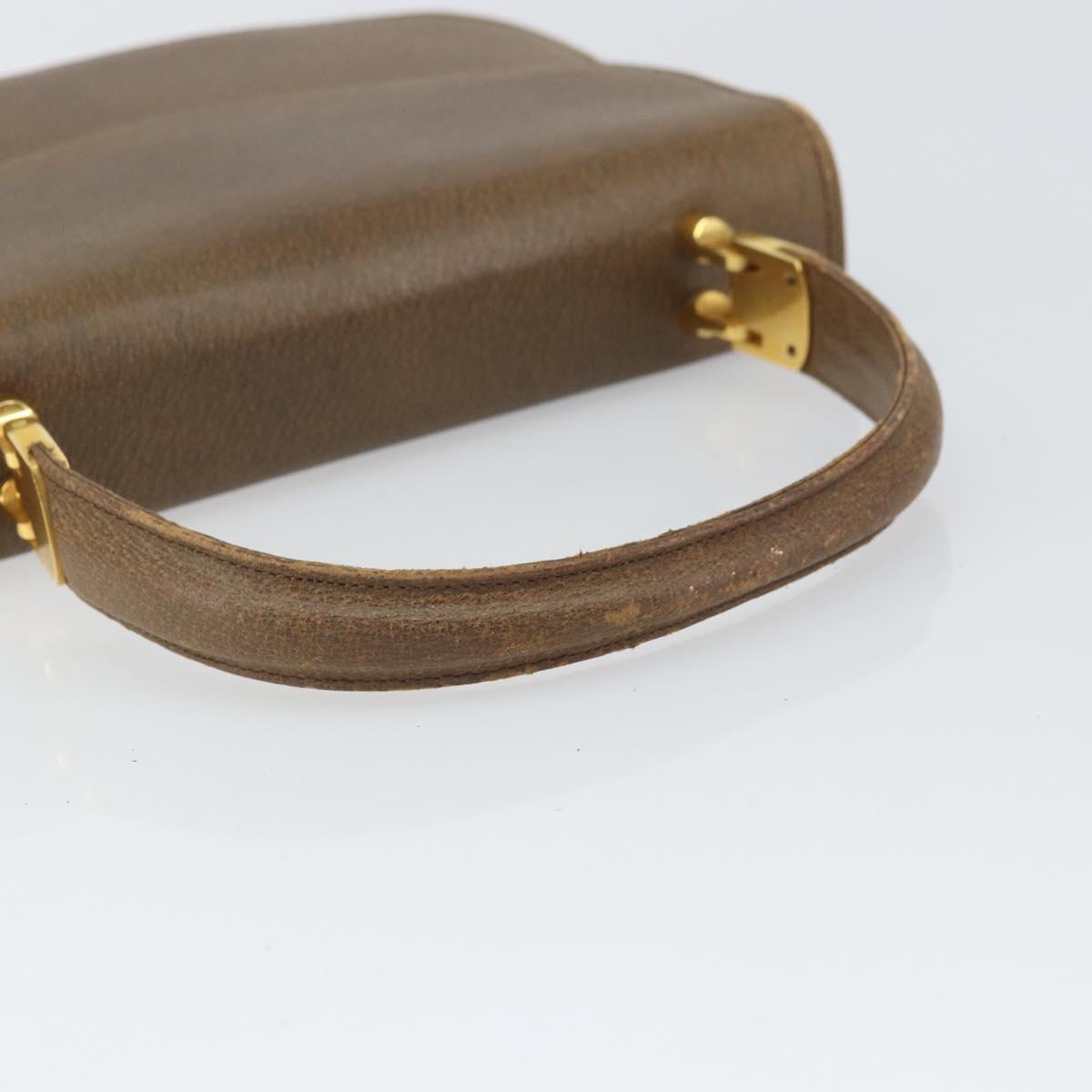 GUCCI Hand Bag Leather Brown Gold Auth ep13233