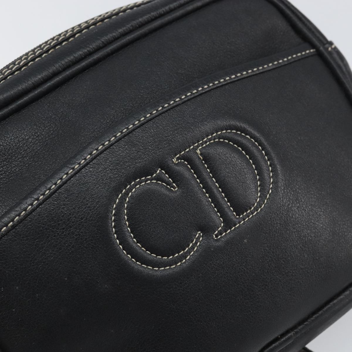 Christian Dior Shoulder Bag Leather Navy Gold Auth ep13236