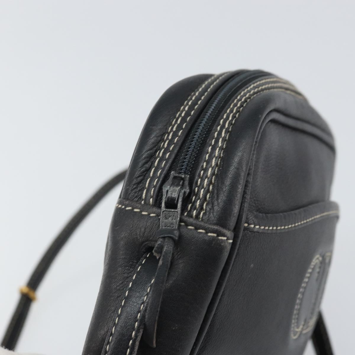 Christian Dior Shoulder Bag Leather Navy Gold Auth ep13236