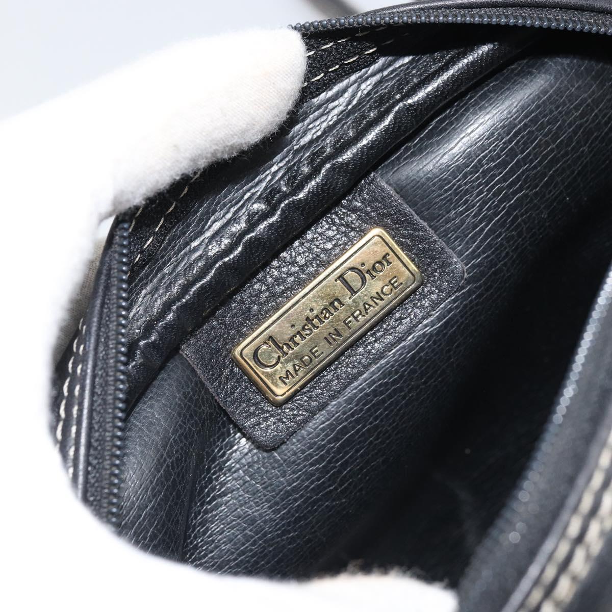 Christian Dior Shoulder Bag Leather Navy Gold Auth ep13236