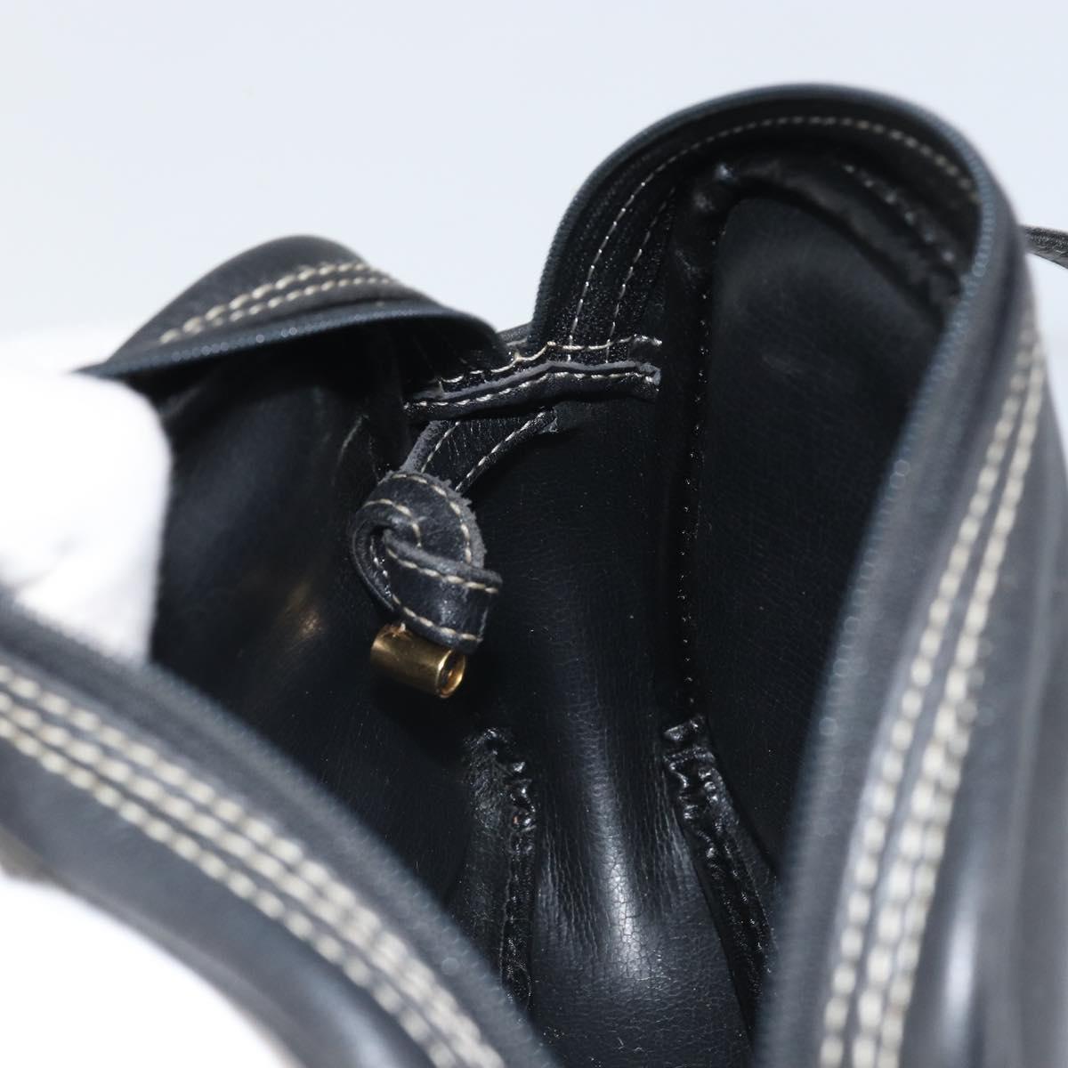 Christian Dior Shoulder Bag Leather Navy Gold Auth ep13236