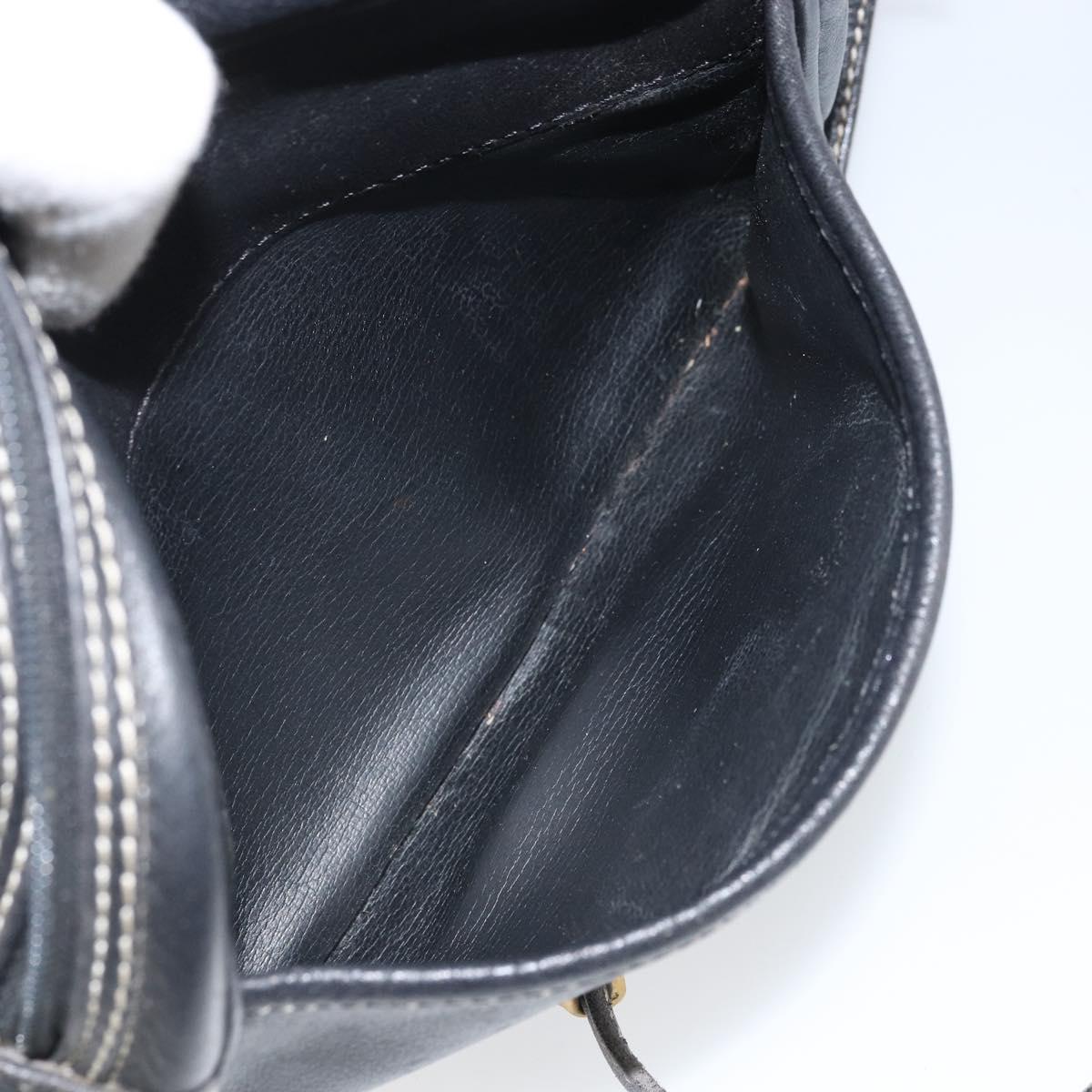 Christian Dior Shoulder Bag Leather Navy Gold Auth ep13236