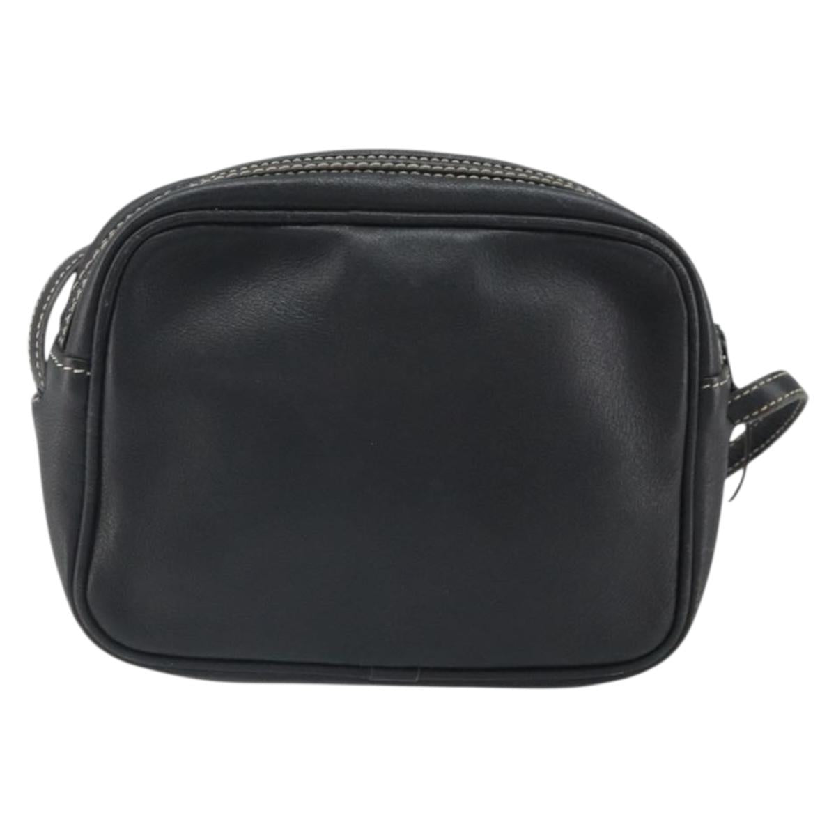 Christian Dior Shoulder Bag Leather Navy Gold Auth ep13236