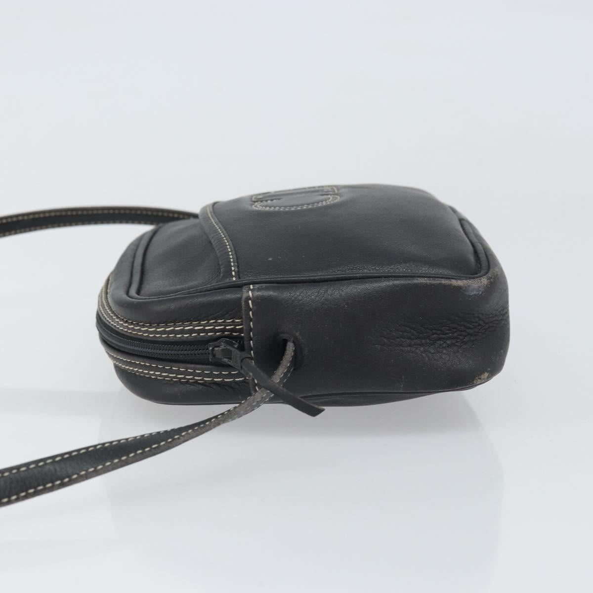 Christian Dior Shoulder Bag Leather Navy Gold Auth ep13236