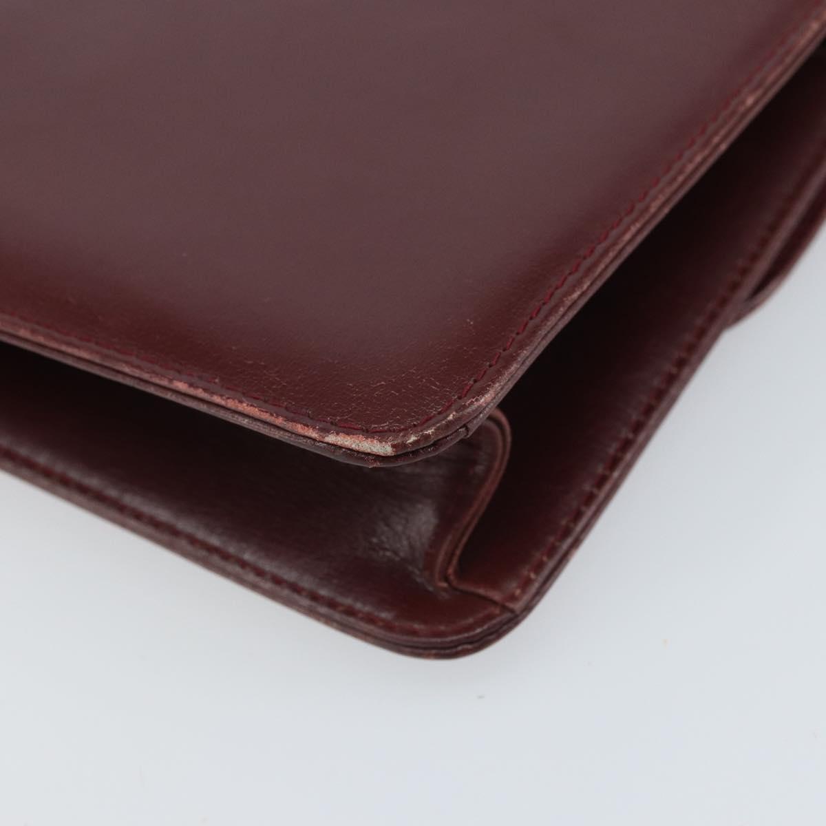 GUCCI Shoulder Bag Leather Bordeaux Gold Auth ep13238