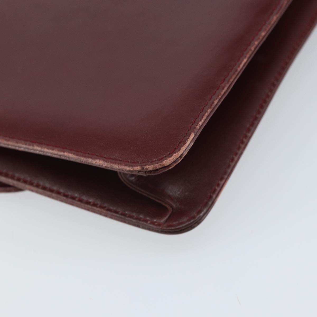 GUCCI Shoulder Bag Leather Bordeaux Gold Auth ep13238