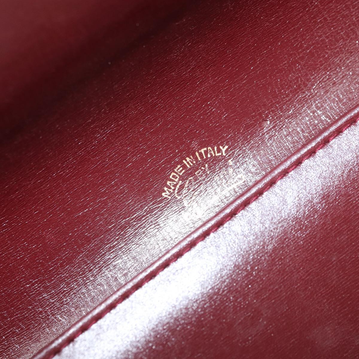 GUCCI Shoulder Bag Leather Bordeaux Gold Auth ep13238