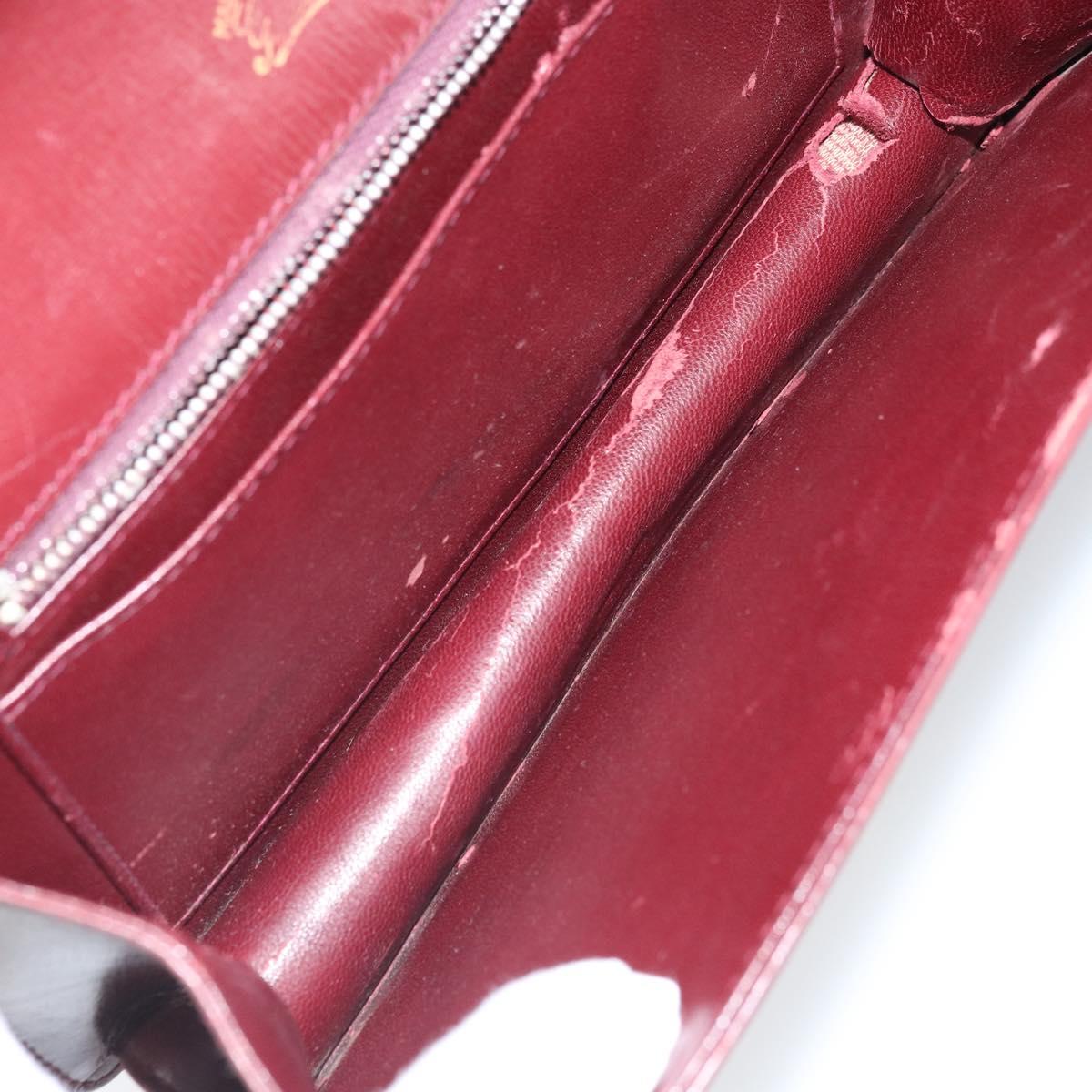 GUCCI Shoulder Bag Leather Bordeaux Gold Auth ep13238