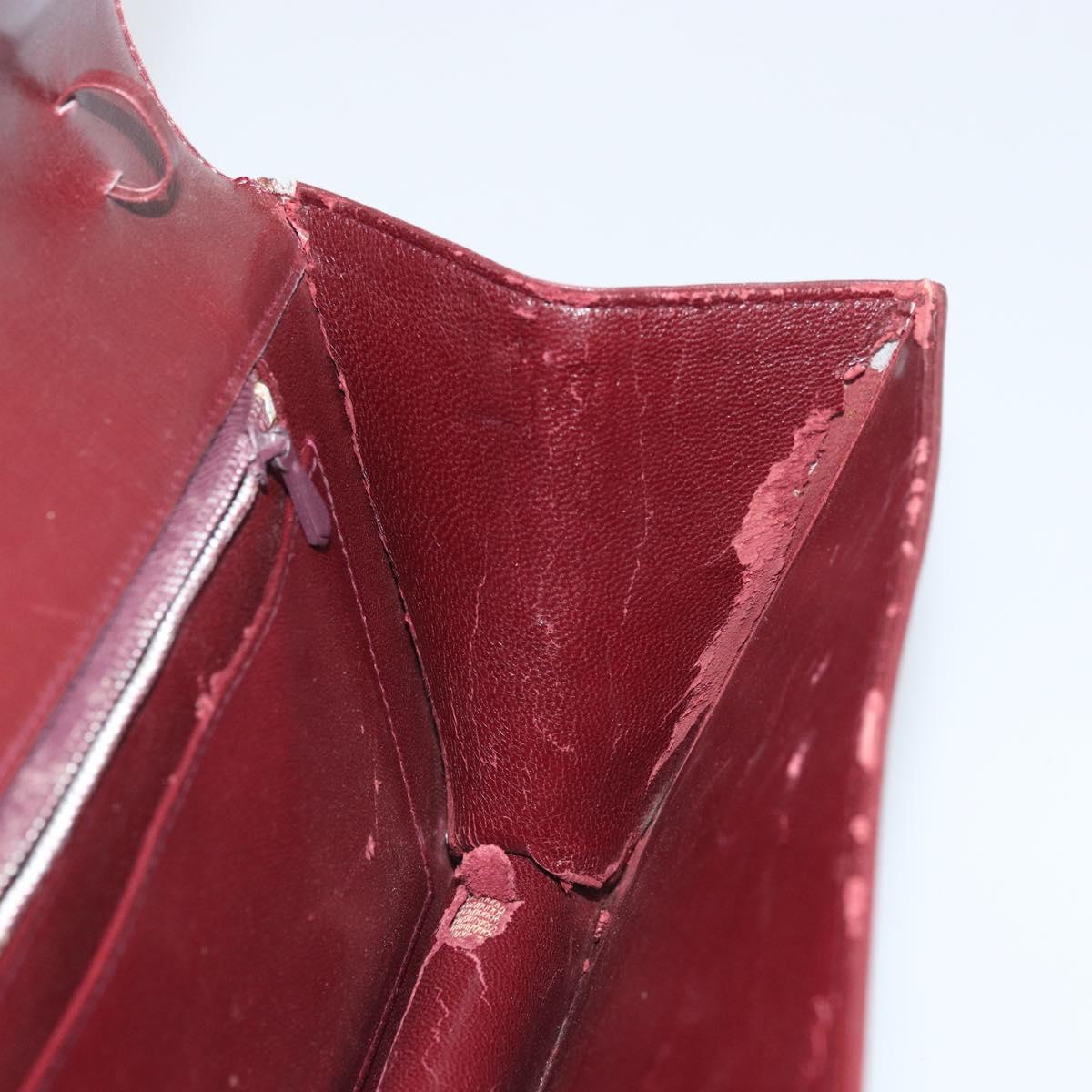 GUCCI Shoulder Bag Leather Bordeaux Gold Auth ep13238