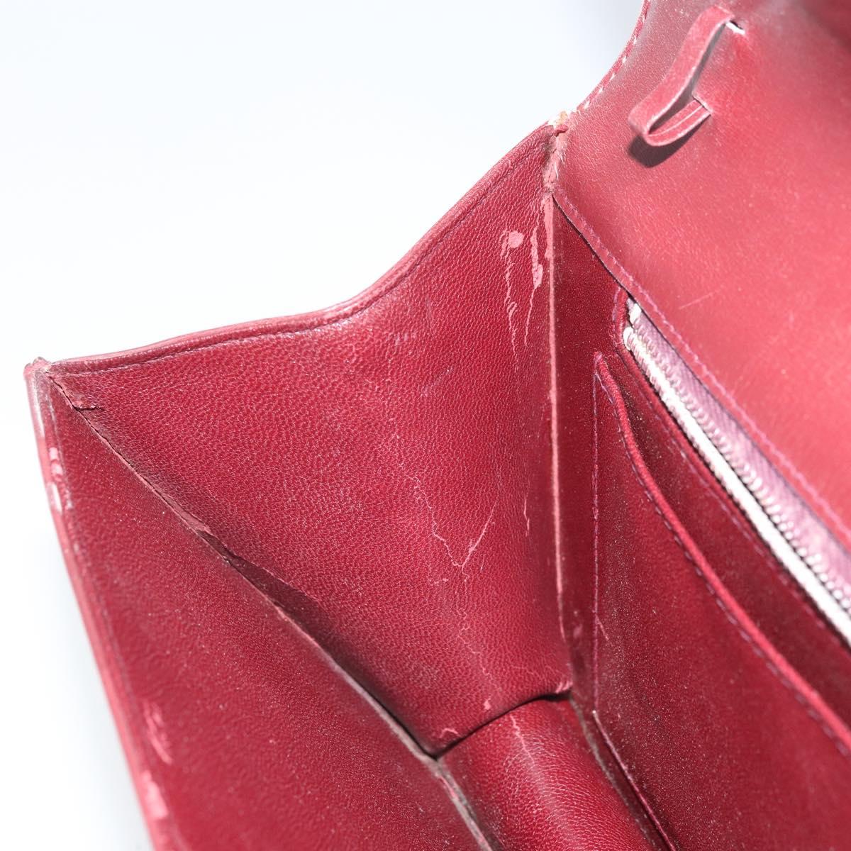 GUCCI Shoulder Bag Leather Bordeaux Gold Auth ep13238