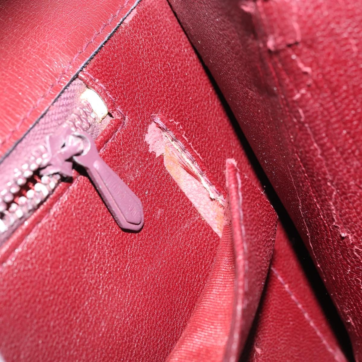 GUCCI Shoulder Bag Leather Bordeaux Gold Auth ep13238