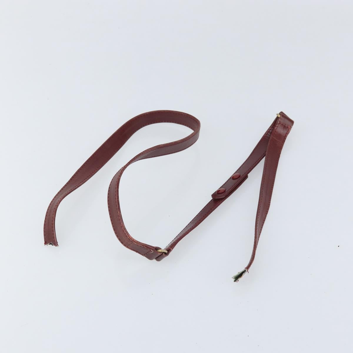 GUCCI Shoulder Bag Leather Bordeaux Gold Auth ep13238