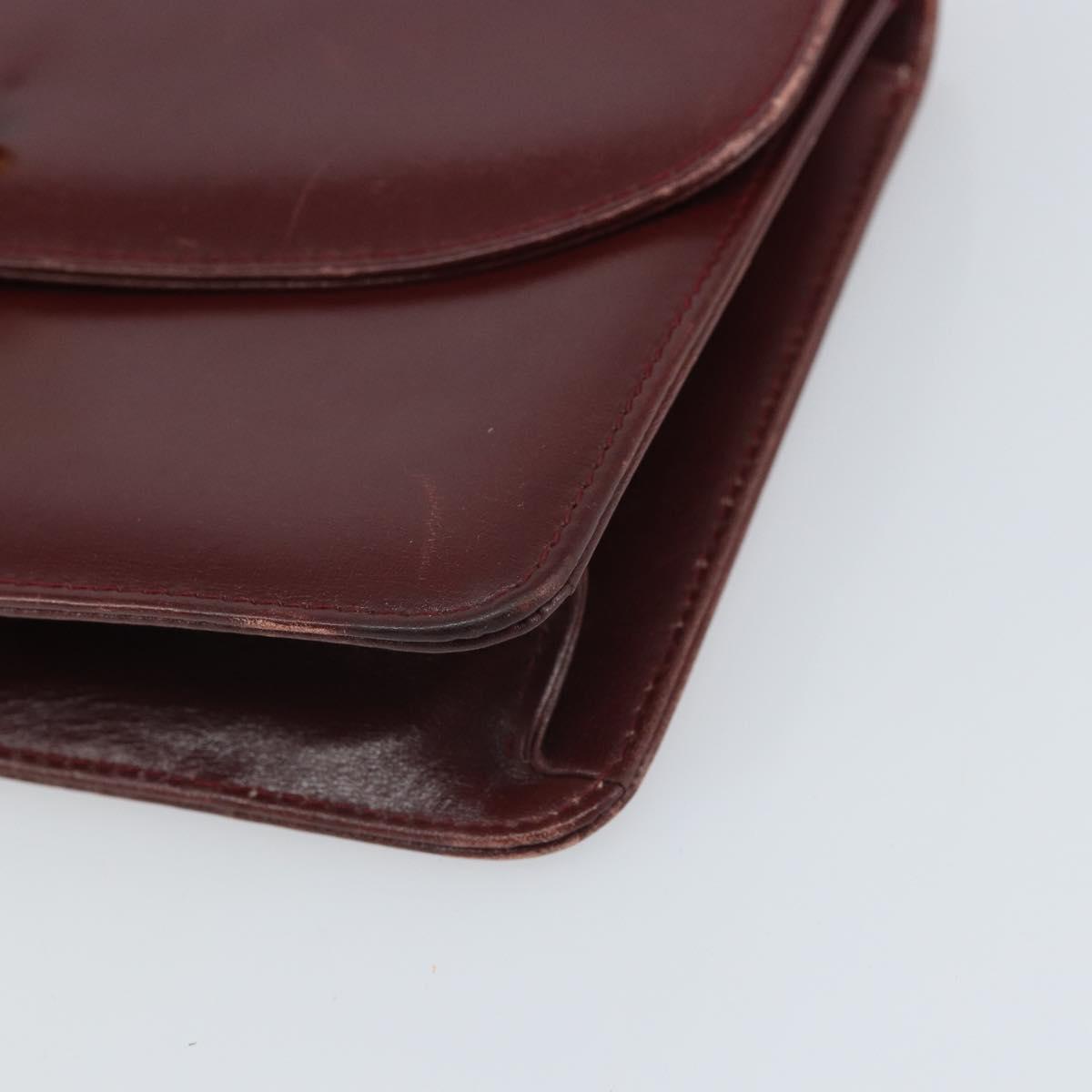 GUCCI Shoulder Bag Leather Bordeaux Gold Auth ep13238