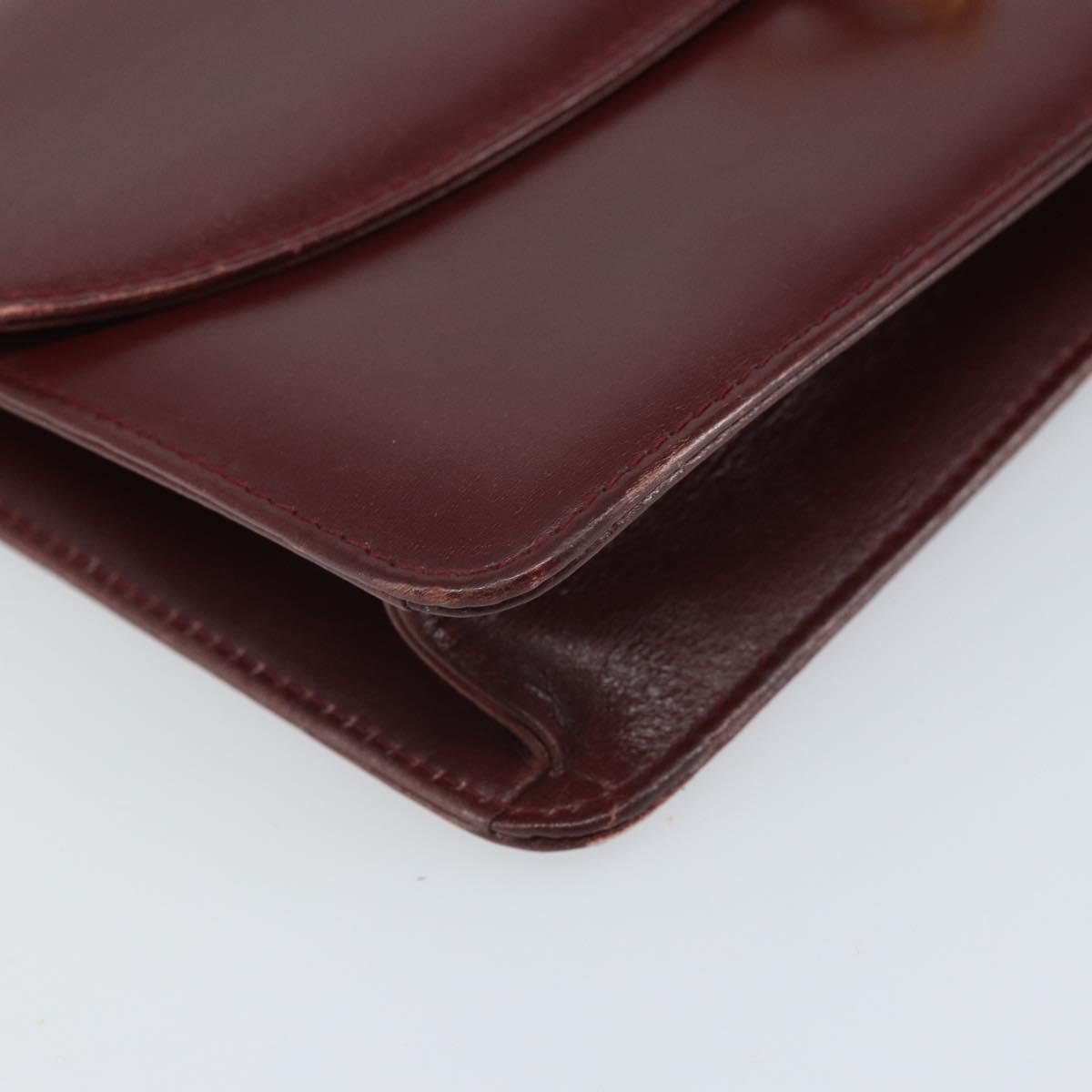 GUCCI Shoulder Bag Leather Bordeaux Gold Auth ep13238