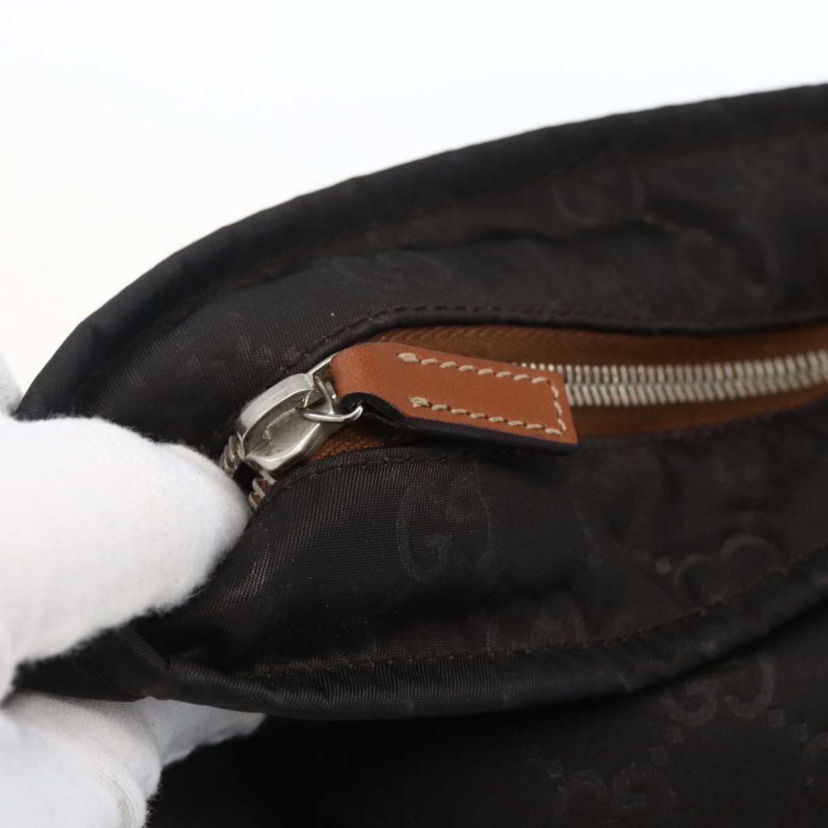 GUCCI GG Canvas Shoulder Bag Nylon Black Silver 308840 Auth ep13242