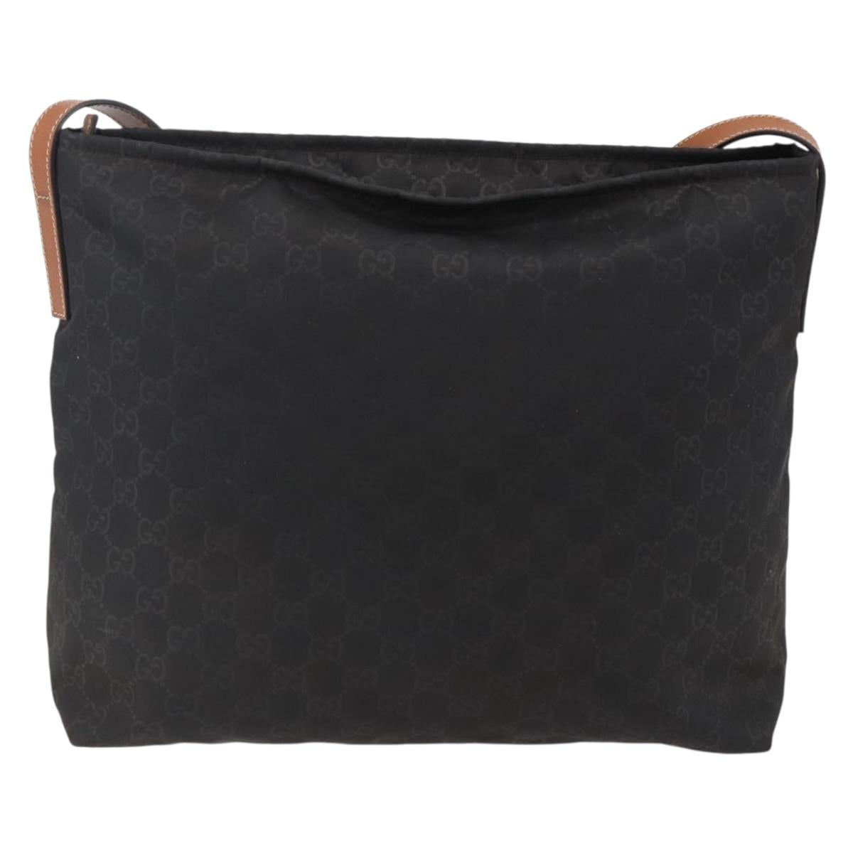 GUCCI GG Canvas Shoulder Bag Nylon Black Silver 308840 Auth ep13242