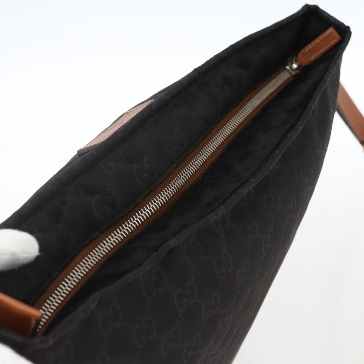 GUCCI GG Canvas Shoulder Bag Nylon Black Silver 308840 Auth ep13242