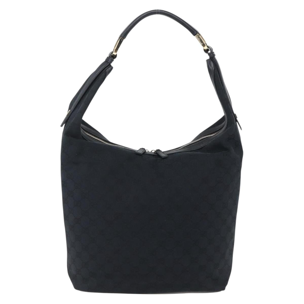 GUCCI GG Canvas Shoulder Bag Black Gold 001 42870 Auth ep13244