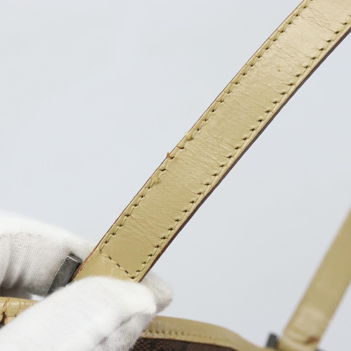 GUCCI GG Canvas Tote Bag Dark Brown Silver 31243 Auth ep13258