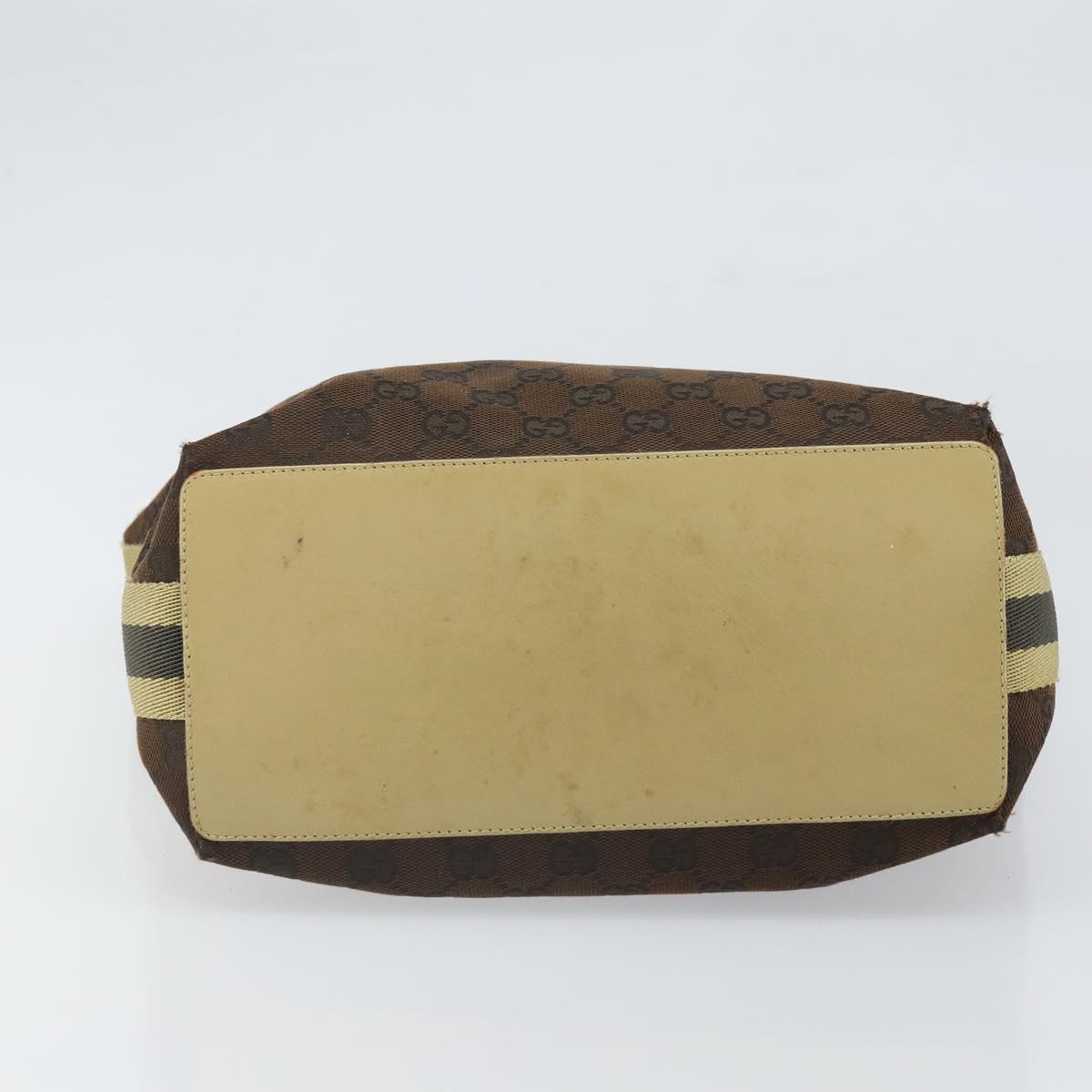 GUCCI GG Canvas Tote Bag Dark Brown Silver 31243 Auth ep13258