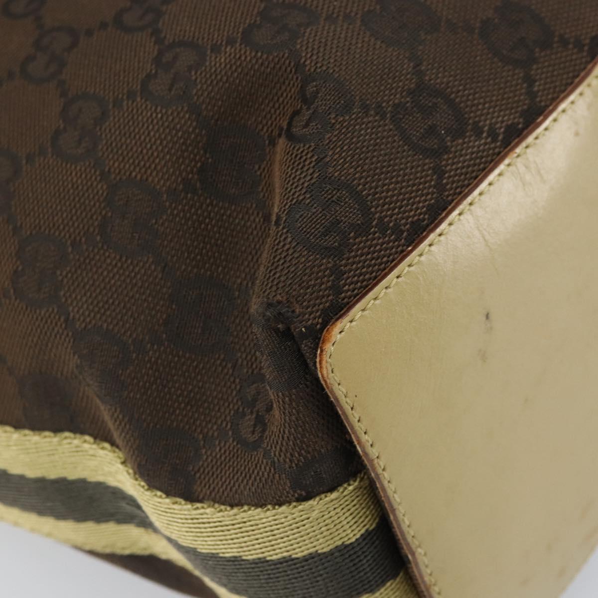 GUCCI GG Canvas Tote Bag Dark Brown Silver 31243 Auth ep13258