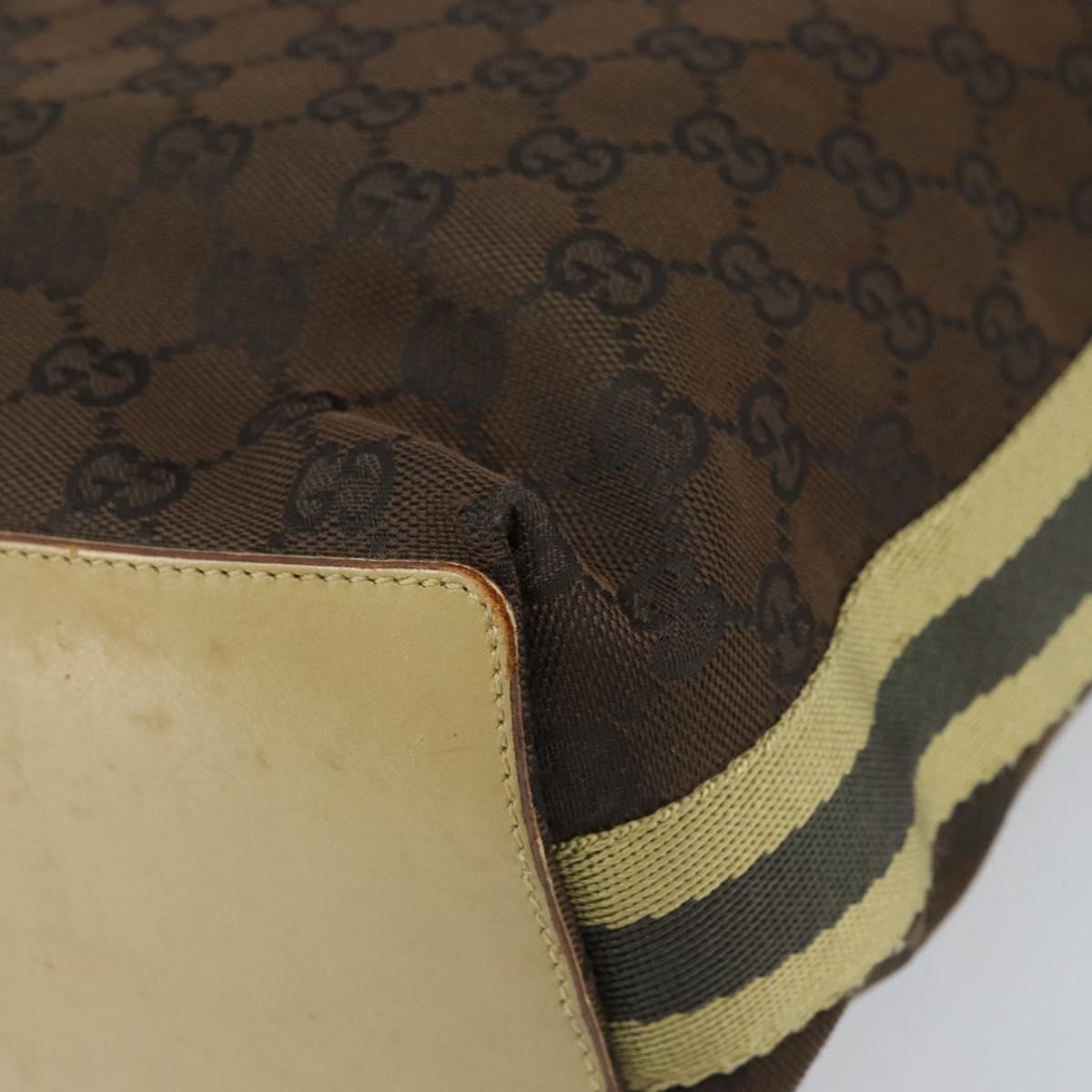 GUCCI GG Canvas Tote Bag Dark Brown Silver 31243 Auth ep13258