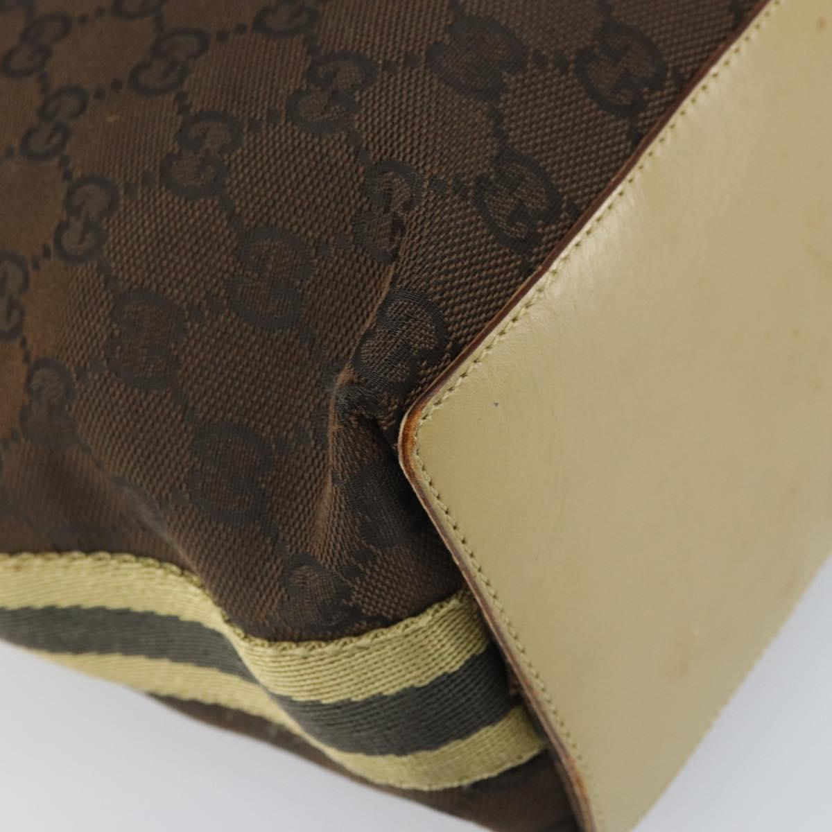 GUCCI GG Canvas Tote Bag Dark Brown Silver 31243 Auth ep13258