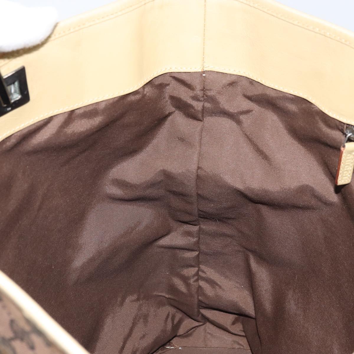 GUCCI GG Canvas Tote Bag Dark Brown Silver 31243 Auth ep13258