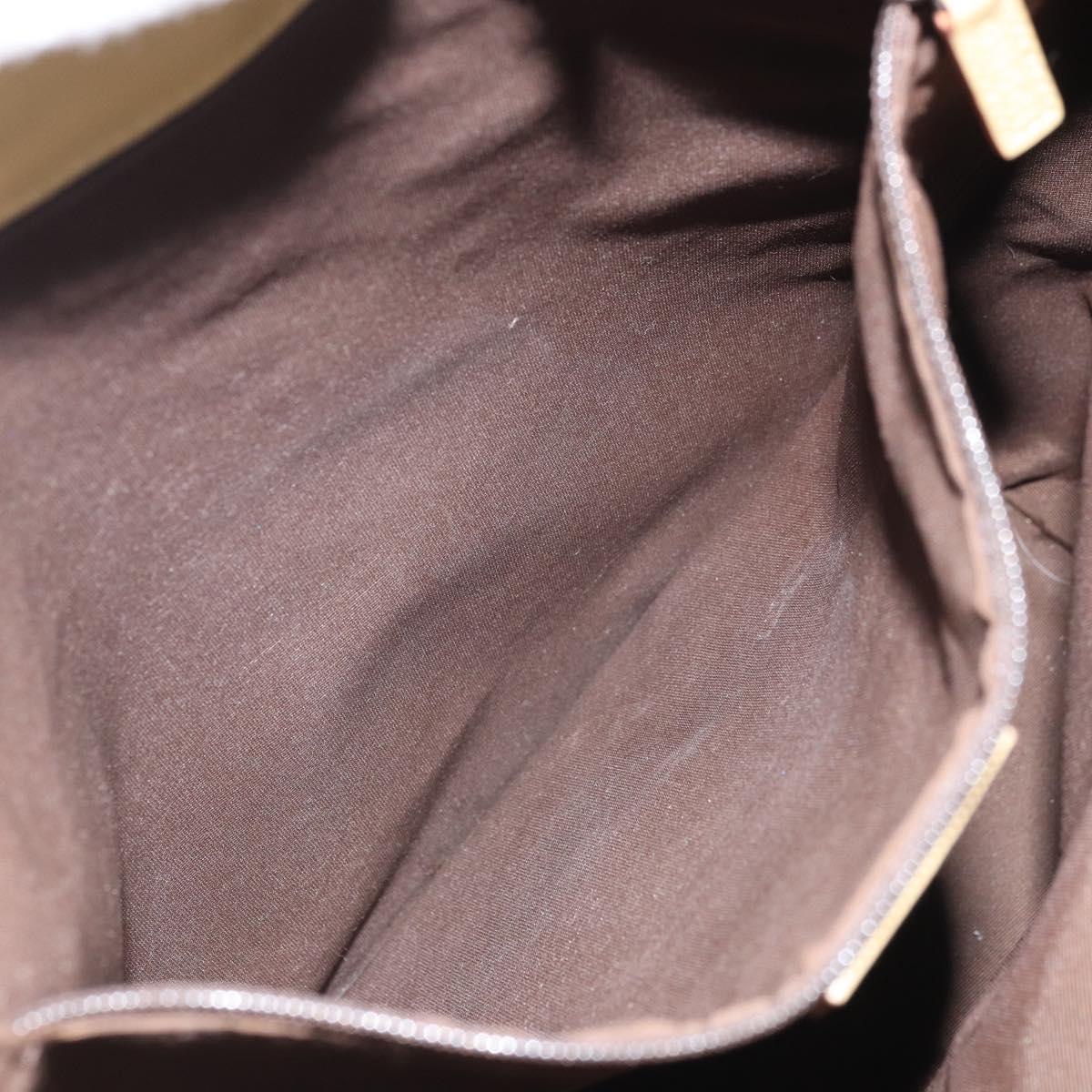 GUCCI GG Canvas Tote Bag Dark Brown Silver 31243 Auth ep13258