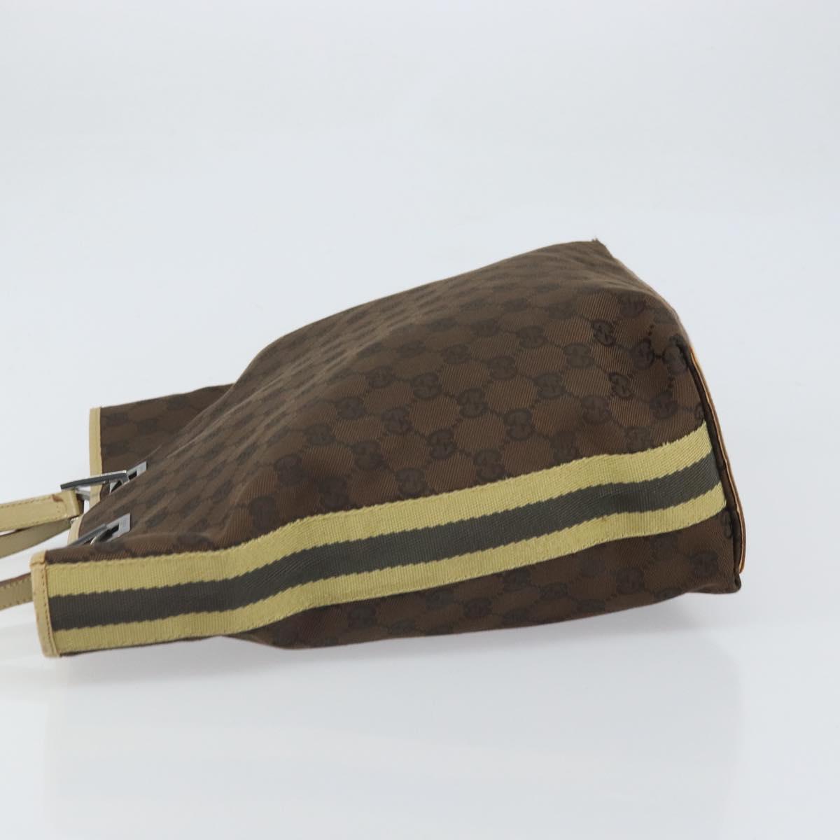 GUCCI GG Canvas Tote Bag Dark Brown Silver 31243 Auth ep13258