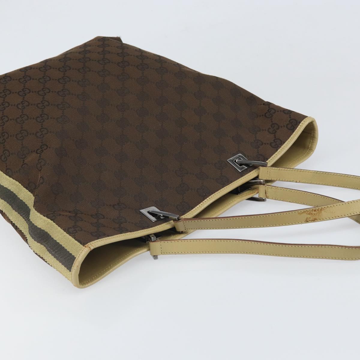 GUCCI GG Canvas Tote Bag Dark Brown Silver 31243 Auth ep13258