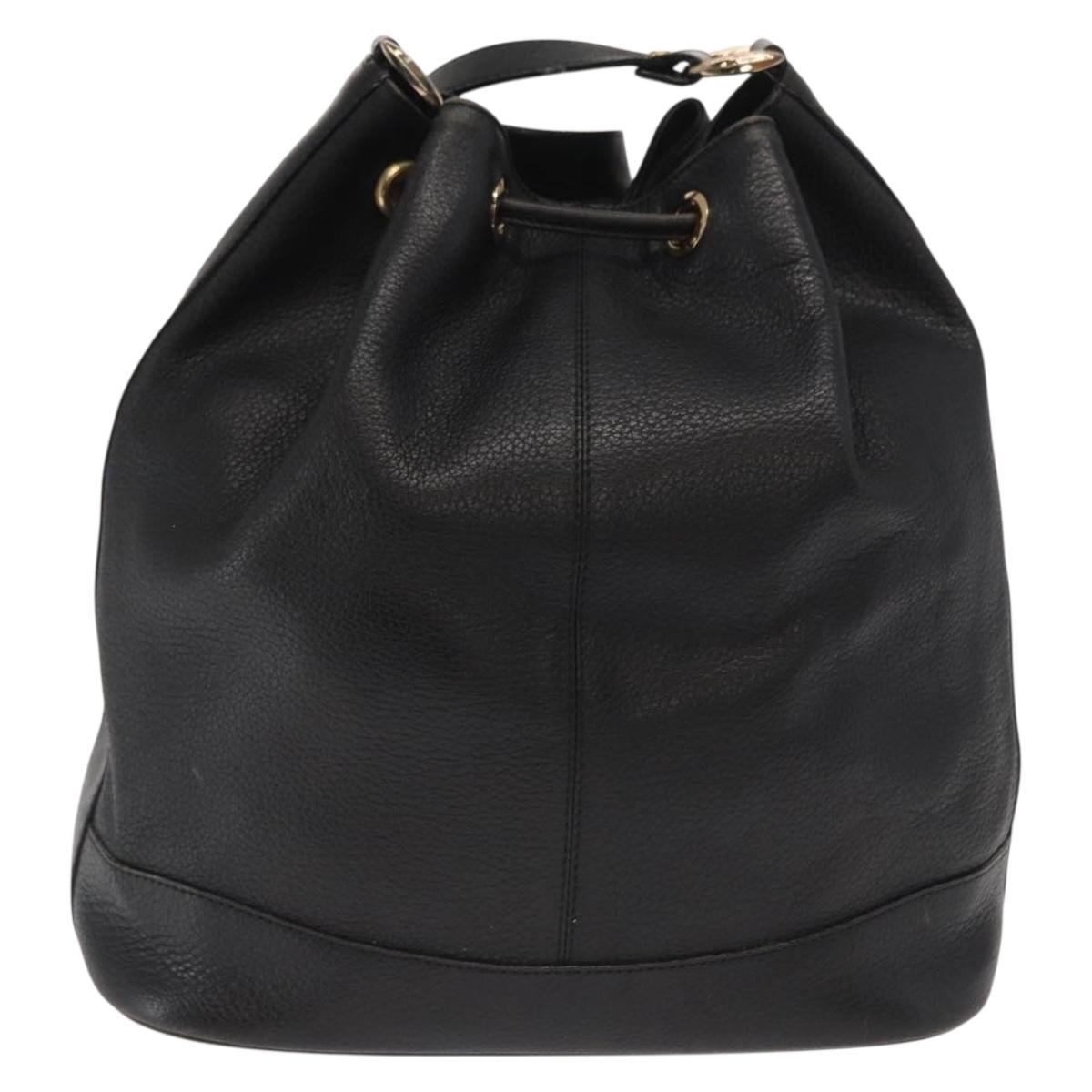 Burberrys Shoulder Bag Leather Black Gold Auth ep13262