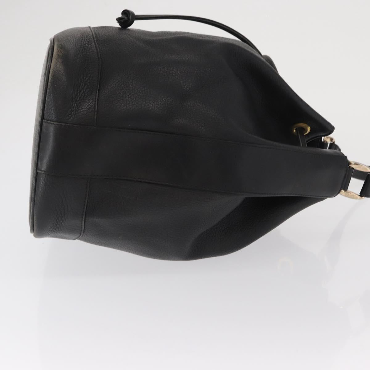 Burberrys Shoulder Bag Leather Black Gold Auth ep13262